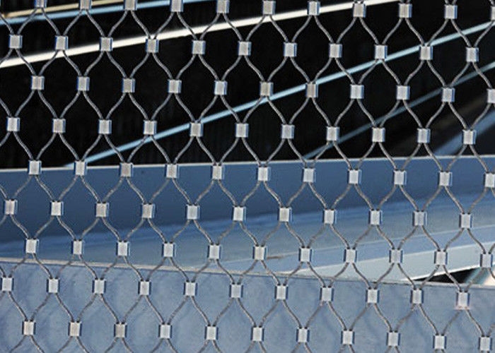 Ferruled Stainless Steel Wire Rope Mesh For Decoration AISI 316 Diamond Shape