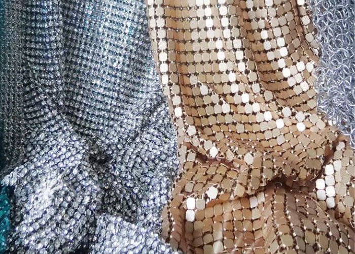 Square Sequin Brillant Metallic Mesh Fabric For Decoration CE SGS Listed